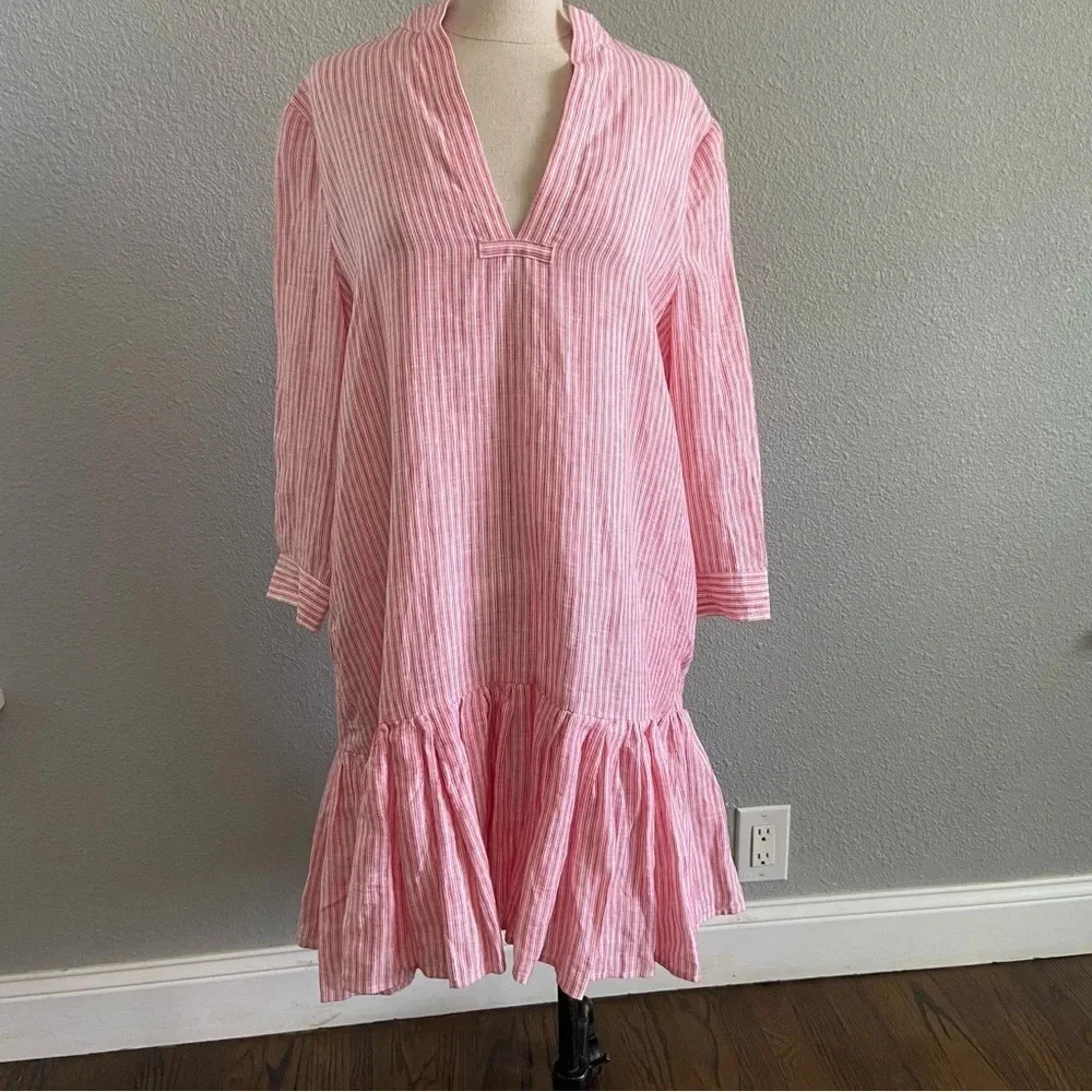 Nordstrom Signature Striped Linen Dress Size XS EUC‎